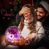 Touloube Preserved Rose in Glass Dome Purple Forever Flower Gift view 4