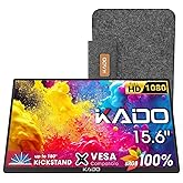 Kado Portable Monitor 15.6'' 1080p, 100% sRGB USB-C HDMI Gaming Monitor Ultra-Slim Display Built-in Speakers, External Monitor 180° Kickstand Wall/Arm Mount for Laptop PC Phone Mac Xbox PS4/PS5 Switch