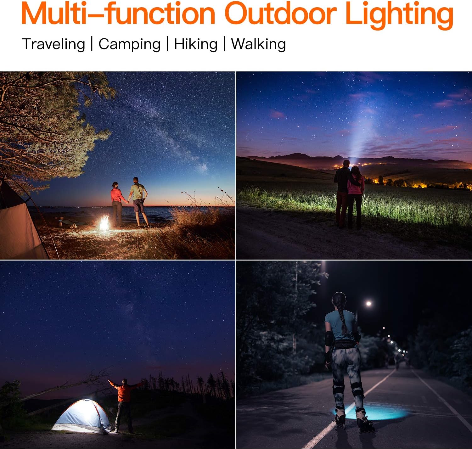 BUYSIGHT spotlight, Spot lights hand held large flashlight 6000 lumens High Lumens flashlight side light Lightweight and Super bright Lantern spotlight flashlight (Aluminium_Alloy Black) - - 