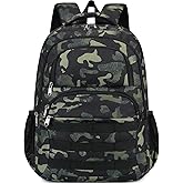 JIANYA Boys Backpack Kids School Backpack Big Student Laptop Backpack Middle School Bookbag Teen Boy Travel Daypack, 17.7 IN Camo Green