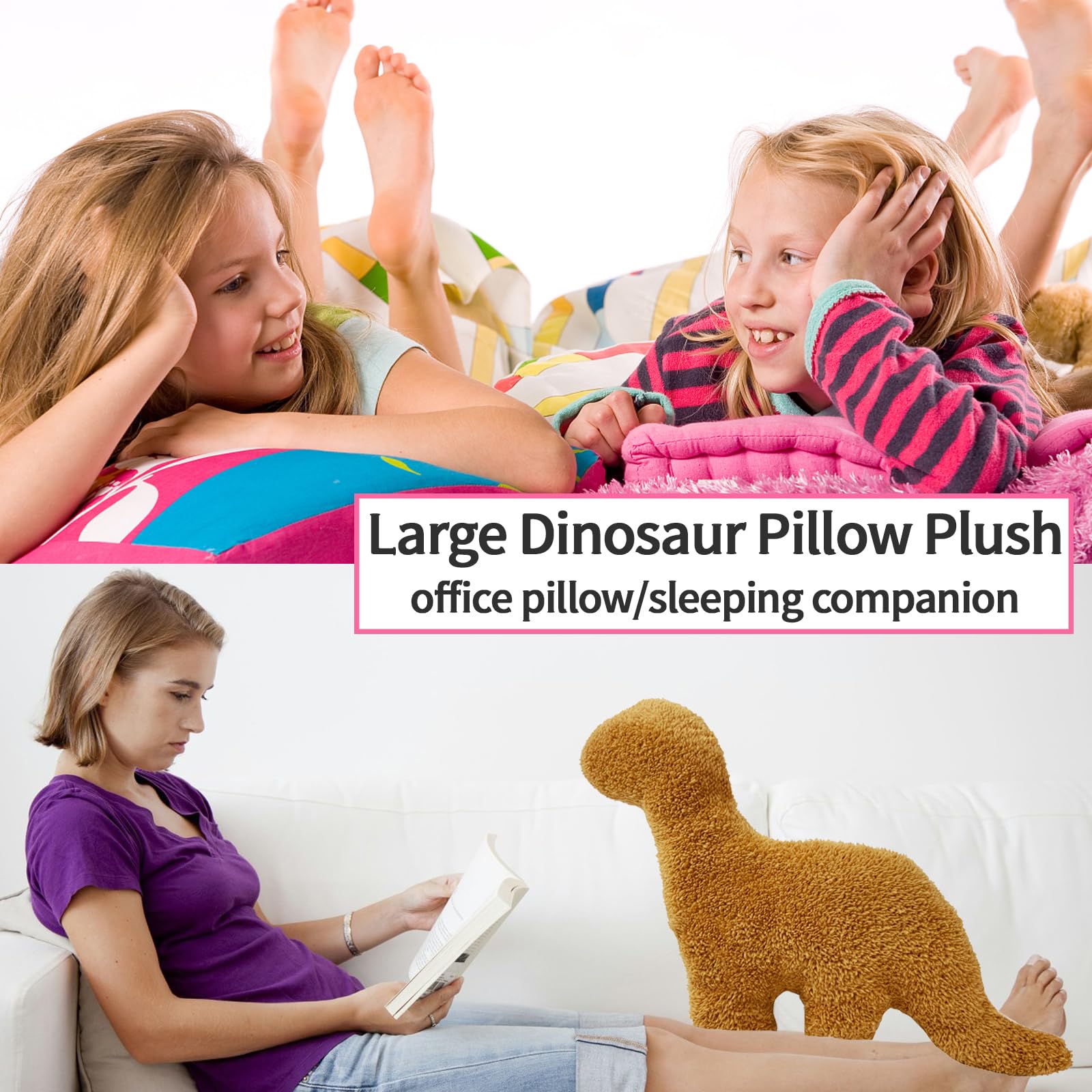Isaacalyx Dino Nugget Pillow, 24 inch Large Soft Dinosaur Nuggets Pillow for Birthday Gifts, Theme Party Decorations (Brontosaurus,Large)