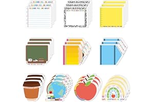 Xqumoi 30 Pack Teacher Appreciation Sticky Notes - Teacher Notepads Blackboard Apple Pencil Shaped Self-Adhesive Writing Memo