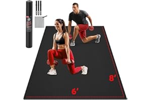 GymCope Extra Large Exercise Mat, 10'x6'/9'x6'/8'x6'/7'x5'/6'x4'(8mm) Thick Workout Mat for Home Gym & Garage Flooring, Shoe-Friendly, High-Density, MMA, HIIT, Weight Lifting, Cardio&Strength