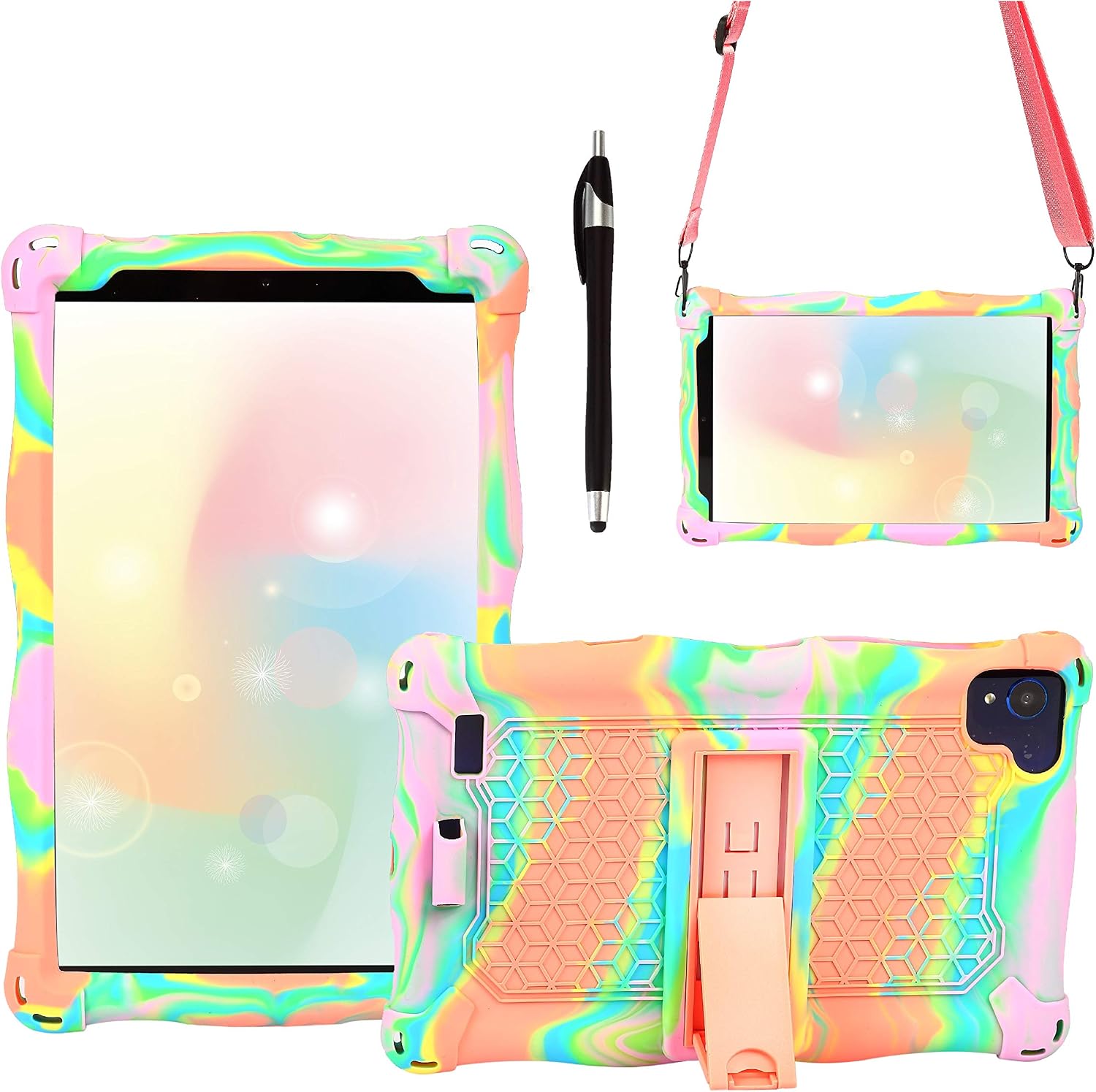 AKNICI Silicone Case Cover for VANKYO MatrixPad S8,HAOQIN HaoTab H8 Pro,Samsung Galaxy Tab A 8.0 2019 T290/T295/T297,Haehne 8,TECLAST P85/P80X/P80H,Winnovo M8,VUCATIMES N8,Shoulder Strap,Rose Pink
