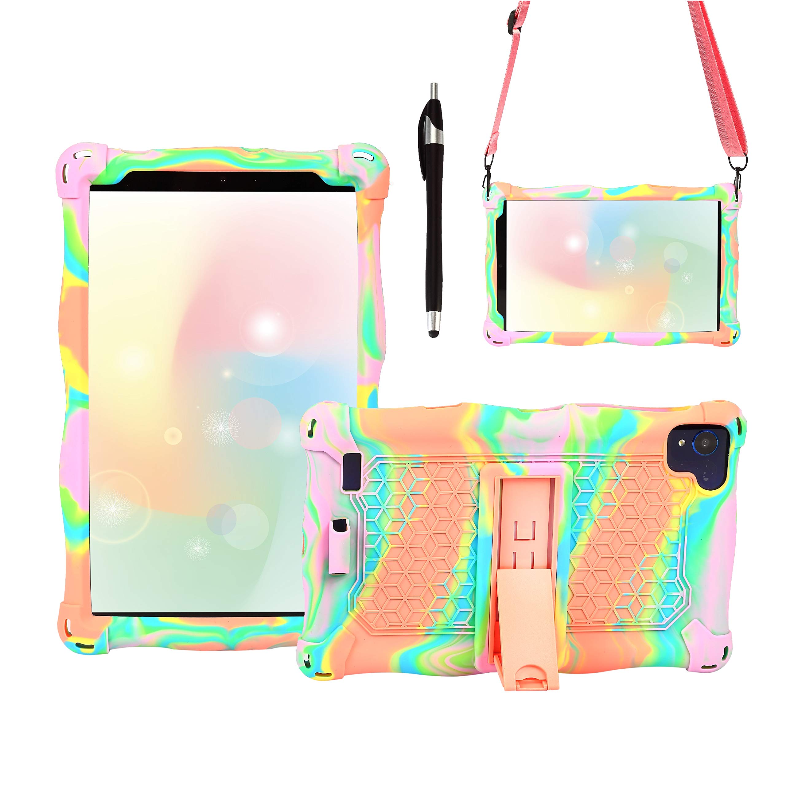 AKNICI Silicone Case Cover for VANKYO MatrixPad S8,HAOQIN HaoTab H8 Pro,Samsung Galaxy Tab A 8.0 2019 T290/T295/T297,Haehne 8,TECLAST P85/P80X/P80H,Winnovo M8,VUCATIMES N8,Shoulder Strap,Rose Pink