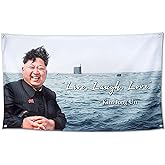WHGJ Kim Jong Un Flag 3x5 FT Live Laugh Love Tapestry Wall Poster For Dorm | Heavy Duty 100D Durable Polyester, Cool Funny Poster Flags for Room College Dorm Guys, Fade Resistant Wall Banner Decor