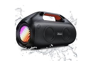 dbsono 100W Bluetooth Speaker, Outdoor Wireless Boombox with Powerful Bass, RGB Lights, IPX7 Waterproof|30H Playtime|USB-C|TWS|AUX, Portable for Party, Camping, Pool, Beach, Backyard-Black