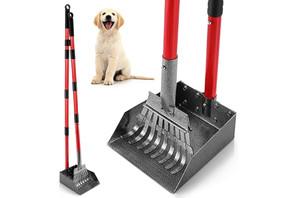 Ormalla Pooper Scooper for Dogs, Sturdy Stainless Steel Dog Poop Scooper for Large Medium Small Dogs, Detachable Metal Rake &