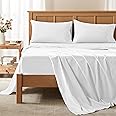 Comfort Spaces Queen Cooling Sheets, Moisture Wicking Coolmax Sheets, Soft, Colorfast Sheet Set, Cooling Bed Sheets For Hot Sleepers, Elastic Deep Pocket Fits Up to 16" Mattress, Queen White 4 Piece