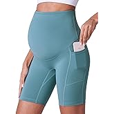 POSHDIVAH Maternity Shorts for Women Over Belly Biker Summer Pregnancy Workout Yoga Active Running Short Leggings 5"/8"