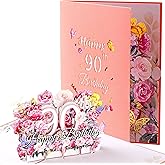 HBlife Happy 90th Birthday Pop Up Card, 3D Birthday Greeting Card Gift with Blank Note and Envelope, Ideal Birthday Commemorative Gift for Women, Mom, Sister, Wife, Friend