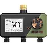 Diivoo Brass 3 Zone Sprinkler Timer, Programmable Hose Timers for Watering | Large Display, Rain Delay &amp; Manual Mode, for Outdoor Automatic Irrigation of Garden, Lawn, Yard