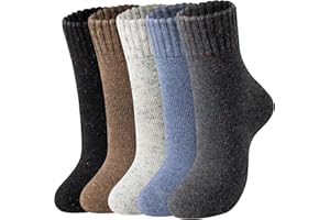 Nimalpal Wool Socks for Women - 5 Pairs Crew Warm Socks for Women Classic Women's Winter Soft Crew Sock Ladies Gifts