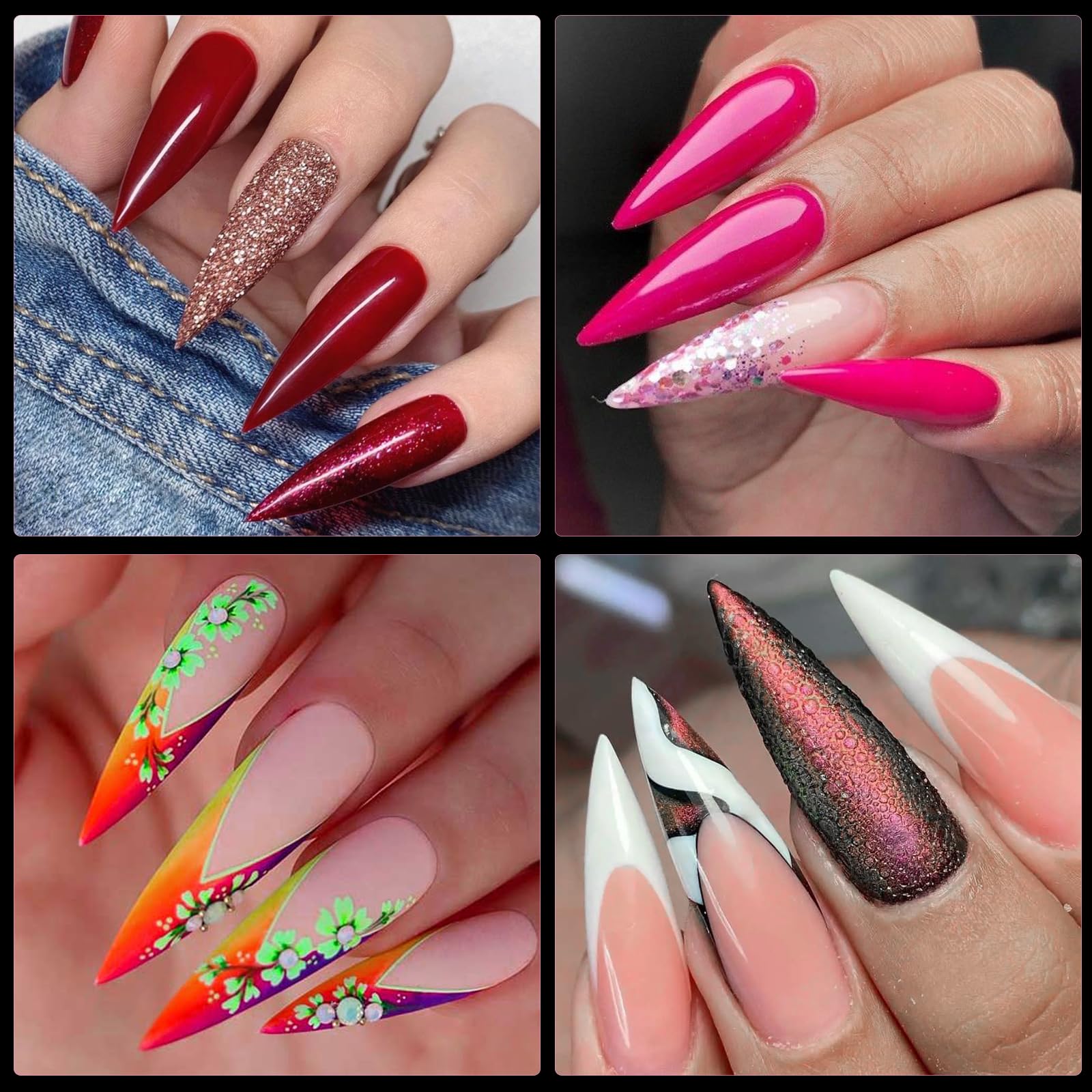 LoveOurHome 240pc Long Stiletto Nail Tips XL Clear Acrylic False Nails Pointy Stiletto Artificial Fake Nail Art Tips Full Cover 12 Size Manicure DIY Fingernails Design Nail Decor for Women Girls - Image 5