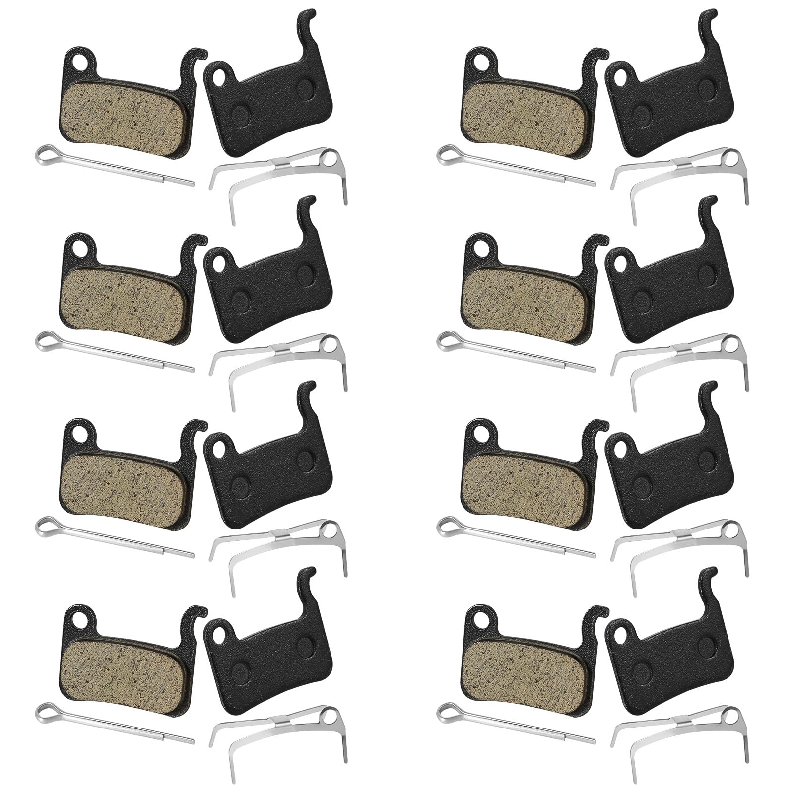 8 Pairs Bike Brake Pads, Resin Semi-Metal Bicycle Disc Brake Pads Replacement Compatible with Shimano Deore XT XTR LX SLX Hone Alfine Saint Disc Brakes