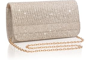 Larcenciel Elegant Evening Clutch Purse for Woman with Chain Strap for Party, Wedding, Prom, Formal Event,20x11x6cm