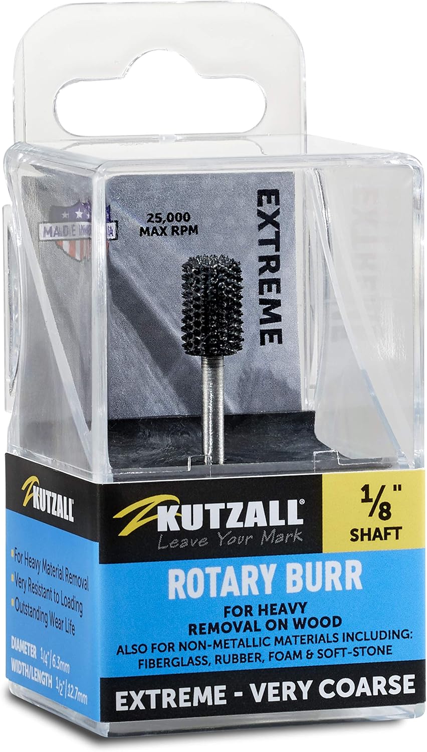 Kutzall Extreme Dove Tail Burr, 1⁄8" Shaft, Very Coarse, Woodworking Attachment for Dremel Foredom, DeWalt - Image 3