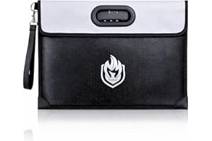 Andyer 2 Pockets Fireproof Document Bag (6200℉) with Lock, 10 Layers Waterproof Fireproof Money Bag for Cash with Reflective 