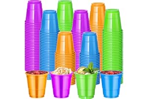 cssopenss 120 pcs Assorted Color Shot Cups Multicolor Shot Cups 2 oz Colorful shot cups for drinking Tastings served Snacks Jello Tastings and Samples