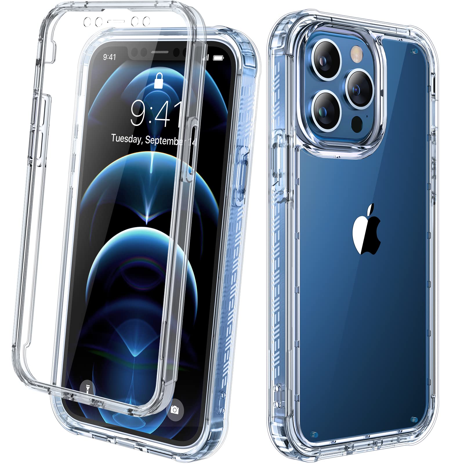 Photo 1 of Miracase Designed for iPhone 12 Pro Max Case, Full Body Rugged Case with Built-in Touch Sensitive Anti-Scratch Screen Protector, Soft TPU Case Compatible with iPhone 12 Pro Max 6.7", Clear