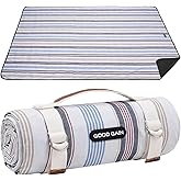 G GOOD GAIN Waterproof Picnic Blanket Portable with Carry Strap for Beach Mat or Family Outdoor Camping Party（Oyster）