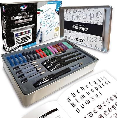 Zieler Ultimate Calligraphy Pen Set 32-piece Gift Tin with 4 Pens & 20