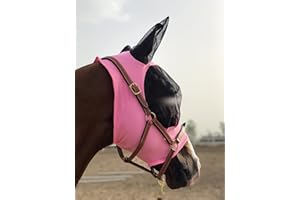 Horse Fly Mask Super Comfort Horse Fly Mask Elasticity Fly Mask with Ears We Only Make Products that Horses Like… (Light Pink