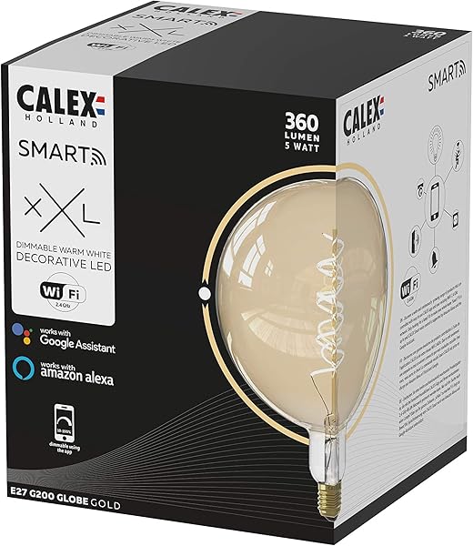 Calex Smart Home   XXL G200 Gold   5W 220LM 2000K   E27 Goud talla nica