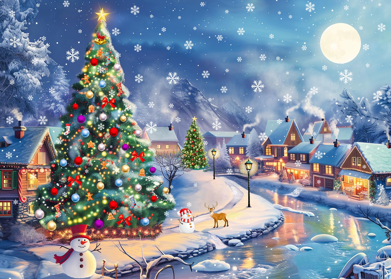 Christmas Jigsaw Puzzles 1000 Piece-Snow Village puzzle adults 1000 piece puzzle Christmas jigsaw puzzles 1000 Piece for Adults senior