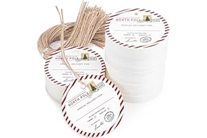 50 Large Christmas Gift Tags with String Attached - Cute Merry Christmas Tags for Gifts, Bag Presents, and Package Wrap - Tie