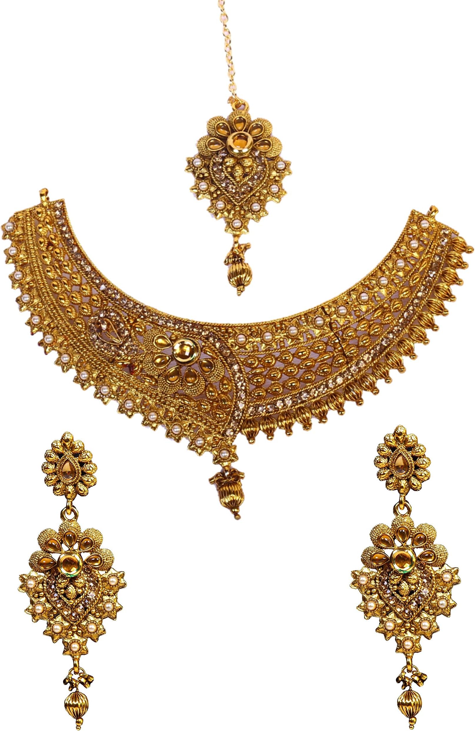 Copper Gold Plated and American Diamond Necklace for Women & Girls
