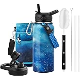 RAYMYLO 32oz Insulated Water Bottle, Triple Wall Vacuum Stainless Steel Water Bottles - Keeps Cold 48H, Reusable 1/4 Gallon water flask Jug for Gym, Sports, Camping, Hiking,Travel, Aurora-Blue