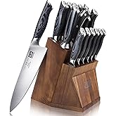 SHAN ZU Knife Sets for Kitchen with Block, Knife Block Set, Japanese Super Steel Kitchen Knife Sets with Removable Block & K133 Ergonomic Handle, Black Tortoise Genbu Series