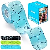 OK TAPE Synthetic Kinesiology Tape Precut Strips, Waterproof Elastic Athletic Tape for Pain Relief & Muscle Support, Targeted Recovery, 2in×16.4ft Roll, 20 PCS -Blue