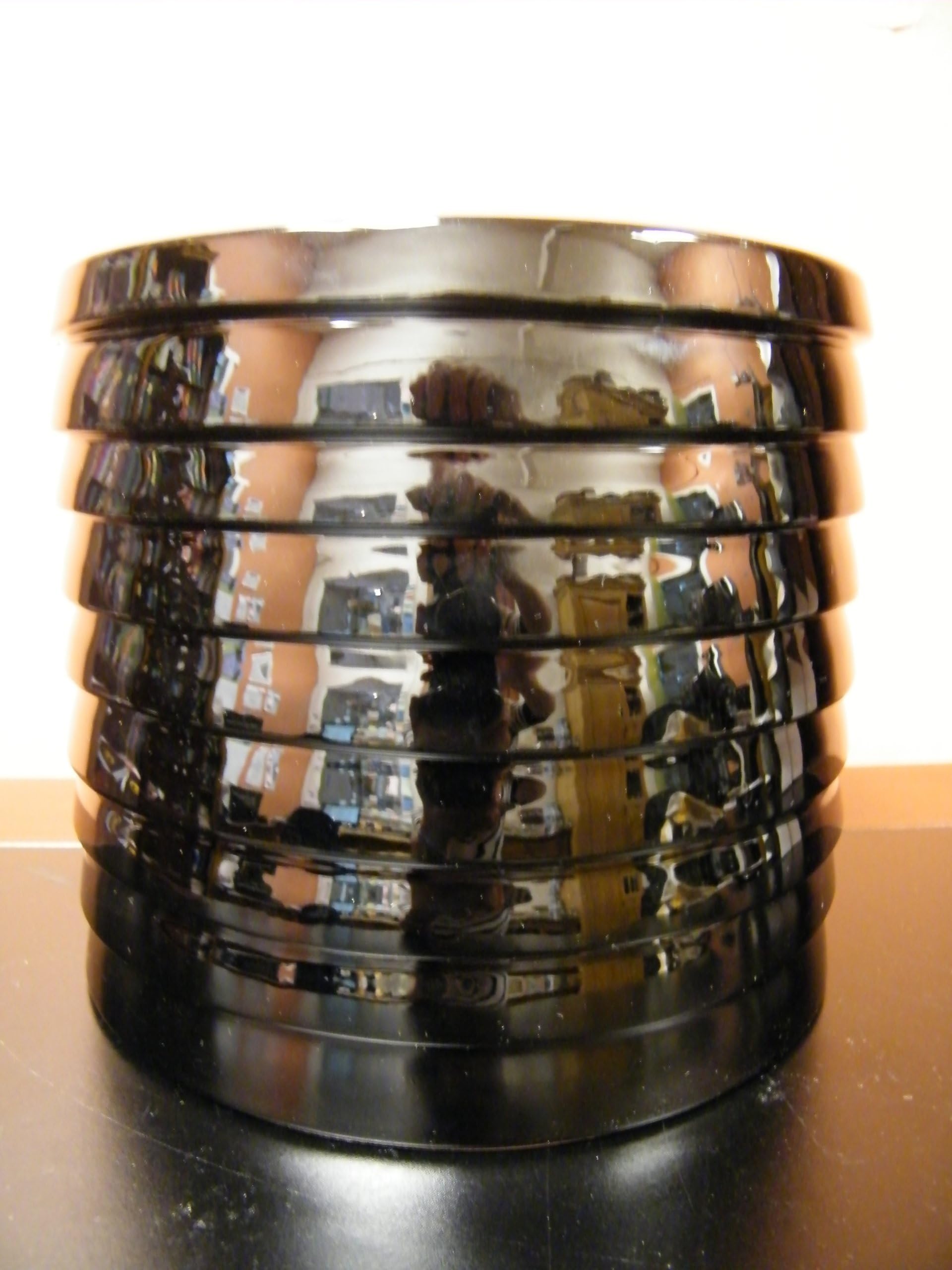24% Lead Crystal Black Modern Vase Hand Made in Poland H 6.3" Armani