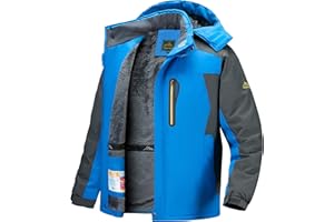 Slwosdlds Men's Winter Ski Jacket Warm Waterproof Fleece Liner Snow Coat Hooded Windproof Mountain Raincoat