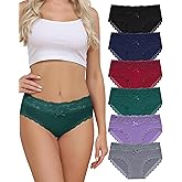 Aijolen Cotton Underwear for Women Breathable Lace Bikini Panties Ladies Hipster Underpants S-XL