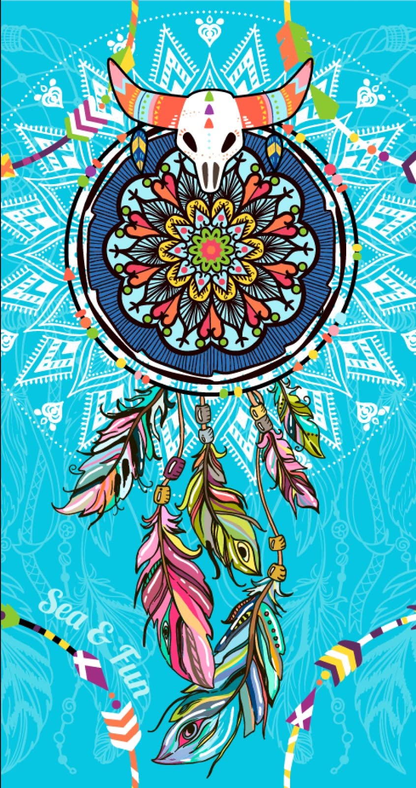 Miracle Home. Microfibre Sleep Trap Towel, 100% Polyester, 75 x 145 cm, 11806, Blue Dream Catch