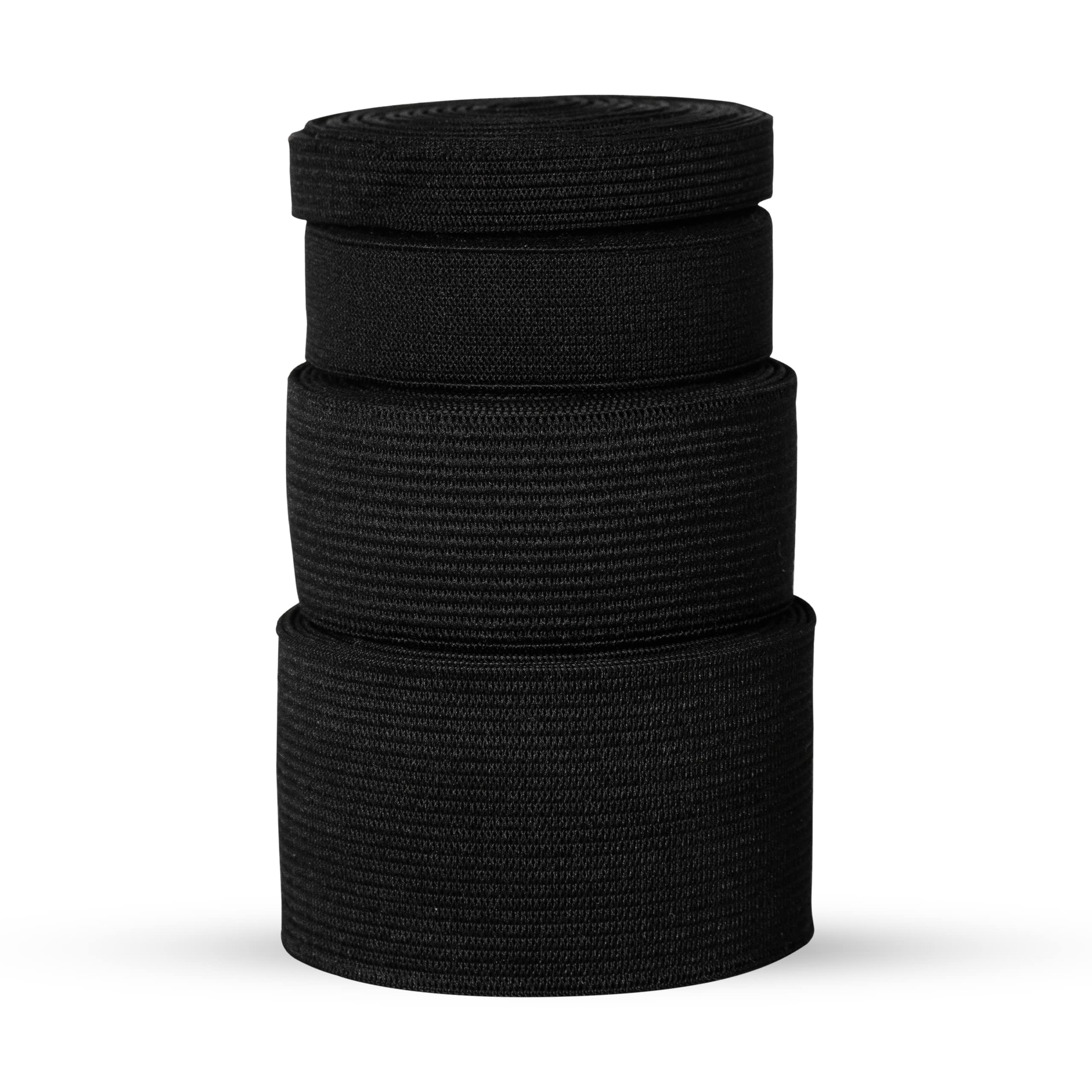 Mix Size Elastic for Sewing, Black, Knitted, Set of 4 (10-20-30-40 mm), 12 metres (4x3 metres)