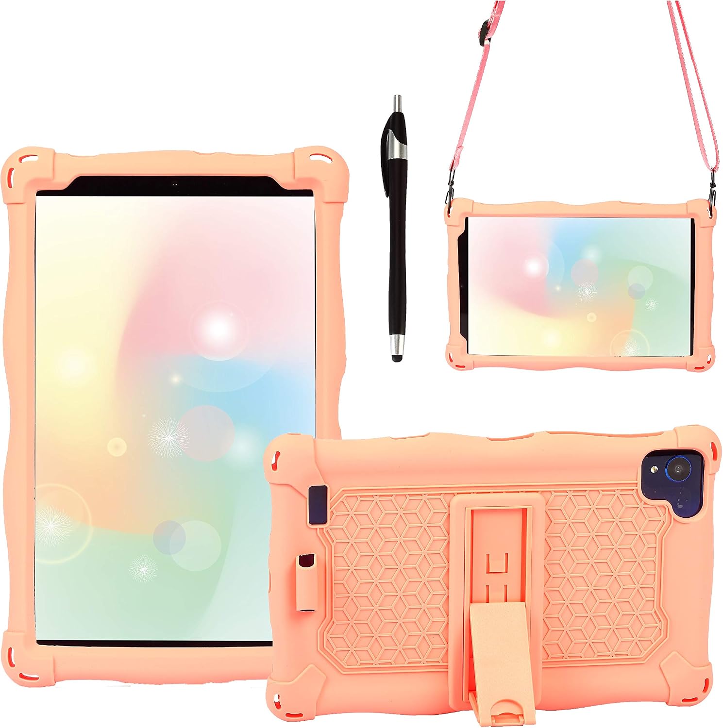 AKNICI Silicone Case Cover for VANKYO MatrixPad S8,HAOQIN HaoTab H8 Pro,Samsung Galaxy Tab A 8.0 2019 T290/T295/T297,Haehne 8,TECLAST P85/P80X/P80H,Winnovo M8,VUCATIMES N8,Shoulder Strap,Pink