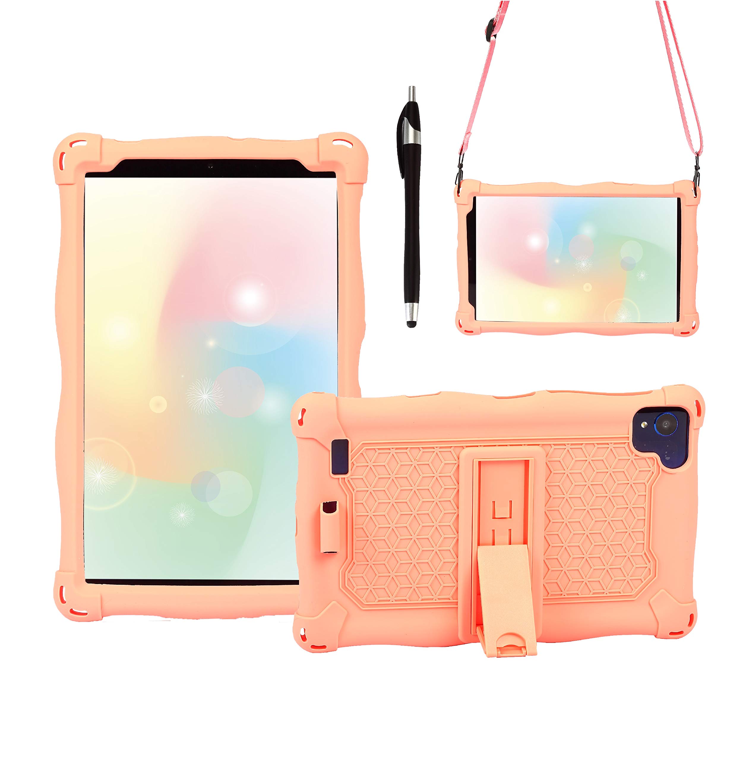 AKNICI Silicone Case Cover for VANKYO MatrixPad S8,HAOQIN HaoTab H8 Pro,Samsung Galaxy Tab A 8.0 2019 T290/T295/T297,Haehne 8,TECLAST P85/P80X/P80H,Winnovo M8,VUCATIMES N8,Shoulder Strap,Pink