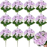 Olgaa 12 Bundles Peonies Artificial Flowers Fake Hydrangea Silk Peony Bouquet Bulk for Vase Floral Arrangements Wedding Arch Decor Centerpiece Table Decorations (Purple)