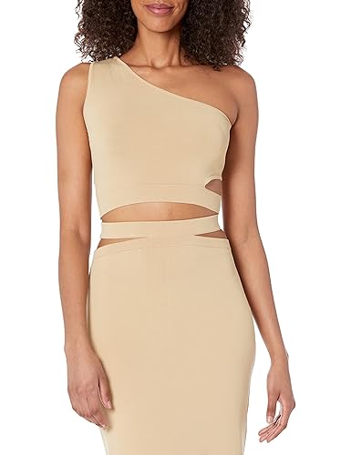 The Drop Women's Valentina Cropped one shoulder Cut-out sweater