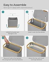 SONGMICS 65L Slim Laundry Basket with Lid Dove Grey LCB506G01 view 8