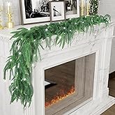 Norfolk Pine Garlands with Light String, 6Ft Artificial Soft Christmas Pine Garland, Green Real Touch Greenery Garland for Table, Mantle, Staires, Wall, Premium Indoor/Outdoor Christmas Decorations