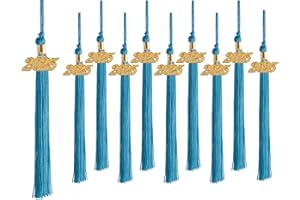 UIALECG 10 Pieces Graduation Tassels Whit Charm 2025 for Graduation Cap and Gown,Teal