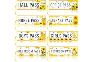 BeYumi Sunflower Magnetic Hall Pass - 8Pcs Watercolor Sunflower Bee Magnetic Student Hall Passes Back to School Resuable Waterproof School Passes Set Restroom Library Nurse Office Boys Girls Pass