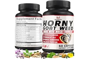 BMVINVOL Horny Goat Weed Capsules with Panax Ginseng, Tribulus, Ashwagandha, Maca, Tongkat Ali, Nettle, Black Pepper - 60 Capsules