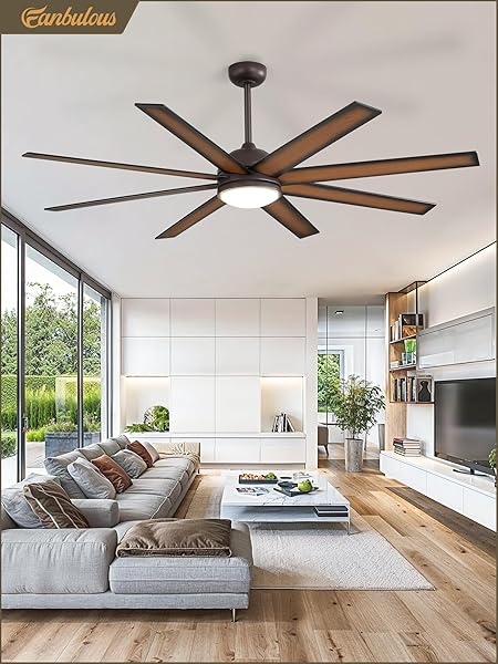 FANBULOUS 65 INCH CEILING FANS WITH LIGHTS AND REMOTE, BRONZE INDOOR/OUTDOOR CEILING FAN WITH QUIET REVERSIBLE DC MOTOR, 6 SPEEDS, 3CCT, 8 BLADES LARGE CEILING FAN FOR LIVING ROOM BEDROOM PATIO