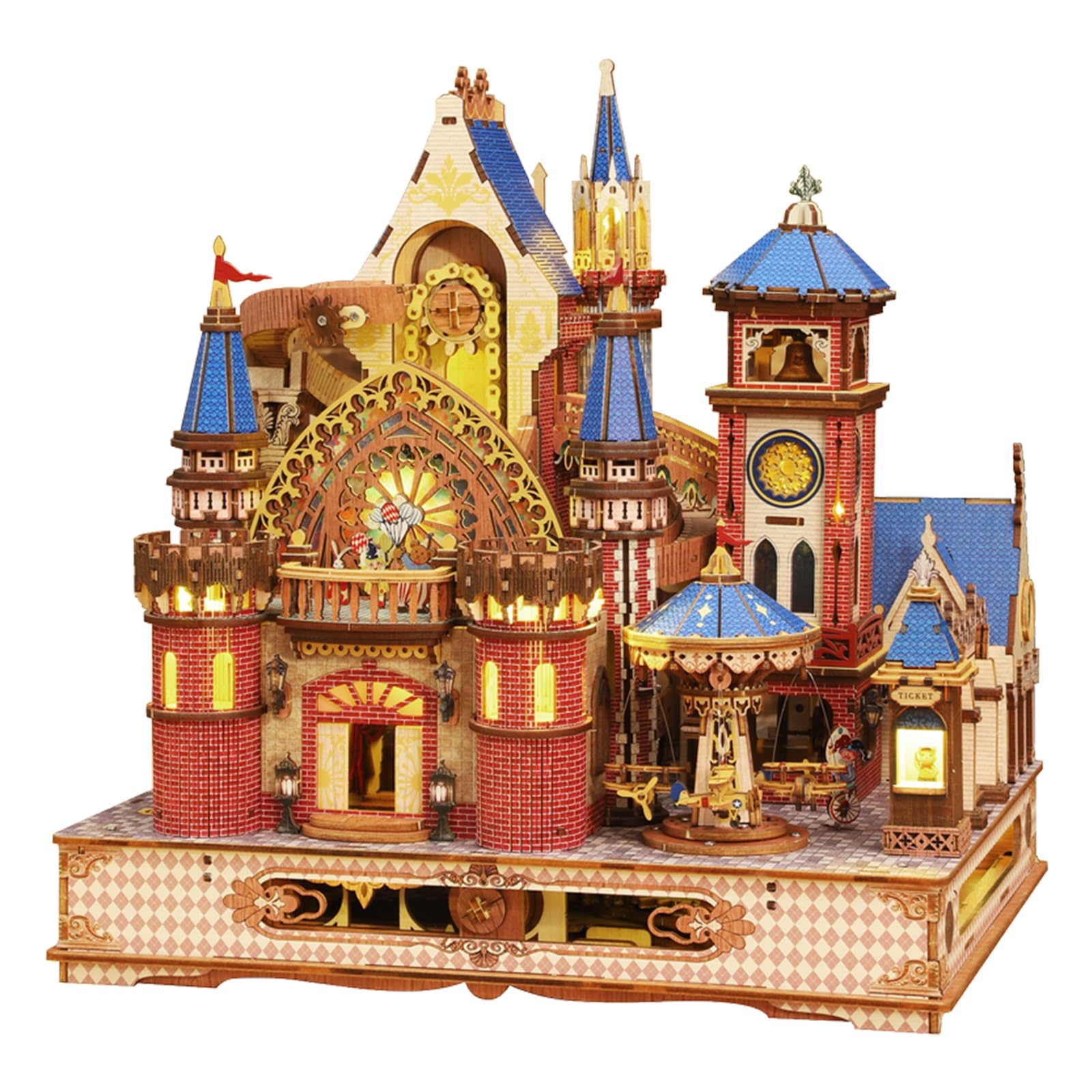 Photo 1 of LogicTwist DIY 3D Wooden Puzzles for Adults,Alnwick Castle Miniature House Kit with LED Lights Arts and Crafts for Home Decor Creative Gift for Boys Girls